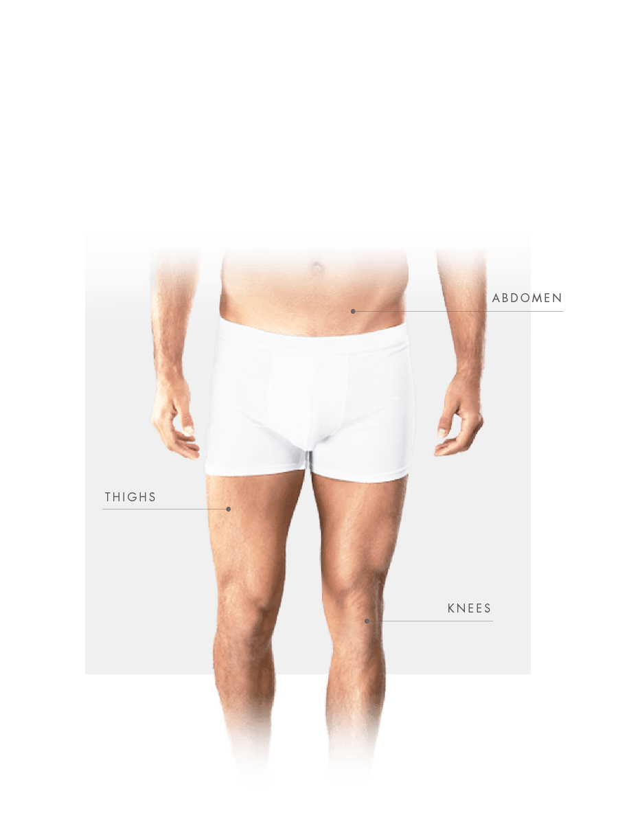 Microneedling for men for thighs, abdomen and knees