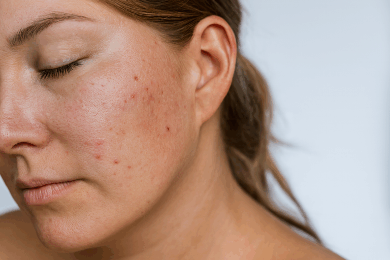 woman with acne and scaring